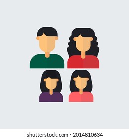 Vector illustration of family icons, son, daughter, mother, father, team, teamwork, group, etc. Great for designing posters, flyers, feeds, symbols, apps, web, etc