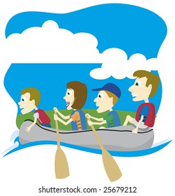 Vector illustration of a family on a float trip.
