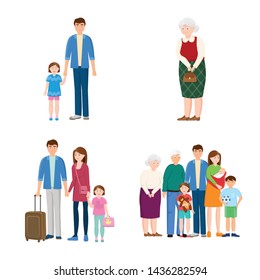 Vector illustration of family and people icon. Collection of family and avatar vector icon for stock.