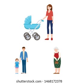 Vector illustration of family and people symbol. Collection of family and avatar vector icon for stock.