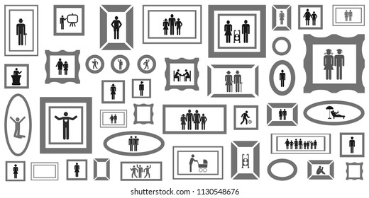 vector illustration of family photo online gallery with pictures in frames 