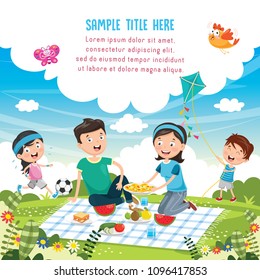 Vector Illustration Of Family Picnic