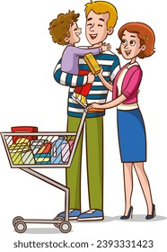 vector illustration of family shopping.