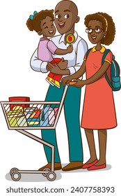 vector illustration of family shopping.