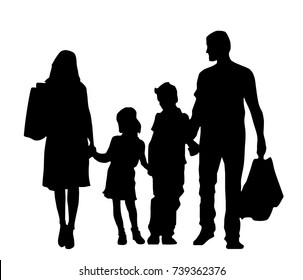 Vector illustration of family silhouette