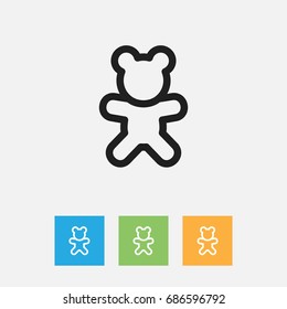 Vector Illustration Of Family Symbol On Teddy Bear Outline. Premium Quality Isolated Doll Element In Trendy Flat Style.