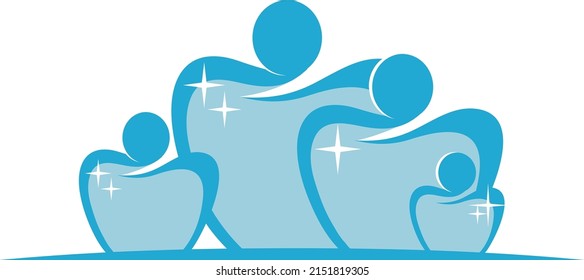 Vector illustration - a family of teeth: a father, a mother, two children who are colorful, fun, clean, healthy, shiny and very happy together.
Suitable for dental offices, dental practices.