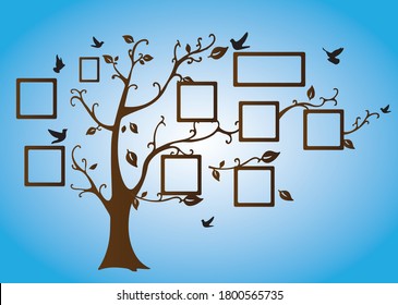 Vector illustration family tree black and brown