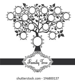 Vector illustration family tree black