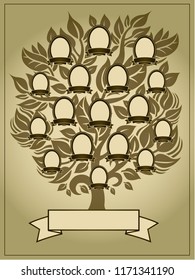 Vector illustration of family tree. Genealogy template.