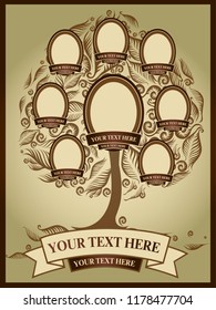 Vector illustration of family tree. Genealogy template.