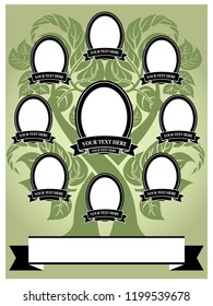 Vector illustration of family tree. Genealogy template.