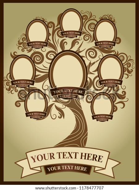 Vector Illustration Family Tree Genealogy Template Stock Vector ...