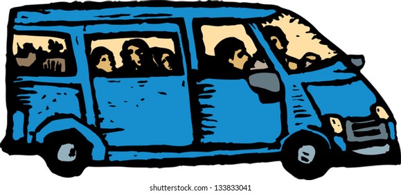 Vector Illustration Of Family Van