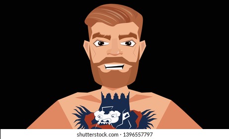 Vector illustration of famous boxing fighters and MMA Conor McGregor. 