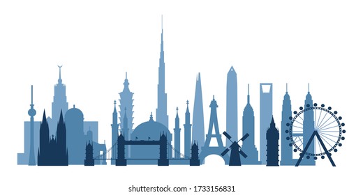 Vector illustration. Famous building in the world. 