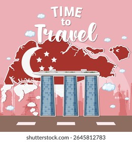 Vector illustration of a famous landmark with a travel theme. Features vibrant colors and a modern, stylized design