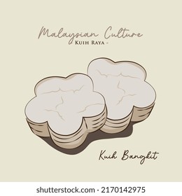 Vector Illustration Of Famous Malaysian Traditional Eid Festive Dessert, Kuih Raya Kuih Bangkit