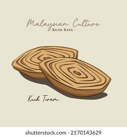 Vector Illustration Of Famous Malaysian Traditional Eid Festive Dessert, Kuih Raya Kuih Tiram