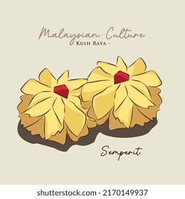 Vector Illustration Of Famous Malaysian Traditional Eid Festive Dessert, Kuih Raya Kuih Semperit