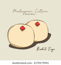 Vector illustration of famous Malaysian traditional Eid festive dessert, kuih Raya kuih biscuit suji