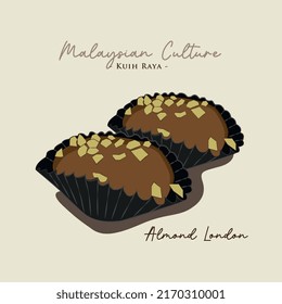 Vector illustration of famous Malaysian traditional Eid festive dessert, kuih Raya kuih almond London