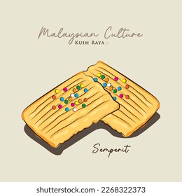 Vector illustration of famous Malaysian traditional Eid festive dessert, kuih Raya kuih semperit