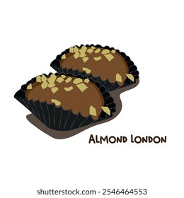 Vector illustration of famous Malaysian traditional Eid festive dessert, kuih Raya called almond london
