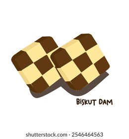 Vector illustration of famous Malaysian traditional Eid festive dessert, kuih Raya called biskut dam