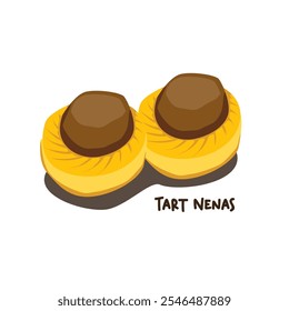 Vector illustration of famous Malaysian traditional Eid festive dessert, kuih Raya called tart nenas