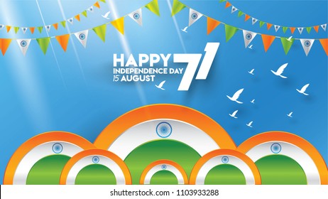 vector illustration of Famous monument of India background for 15th August Happy Independence Day. 71 years of Freedom indian