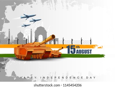 vector illustration of Famous monument of India in Indian background for 15th August Happy Independence Day of India