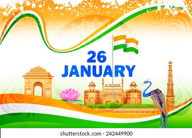 vector illustration of famous monument on India background