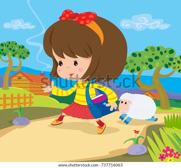 Vector Illustration Famous Nursery Rhyme Mary Stock Vector Royalty Free 737716063