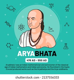 Vektorgrafik berühmter Persönlichkeiten: Aryabhata mit Bio