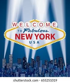 vector illustration of famous sign of Las Vegas with New York name