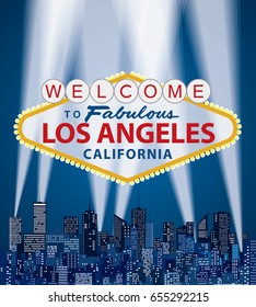 vector illustration of famous sign of Las Vegas with Los Angeles name