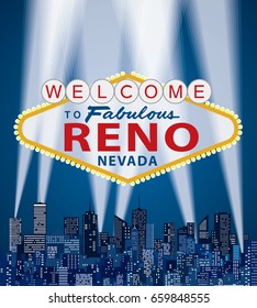 vector illustration of famous sign of Las Vegas with Reno name