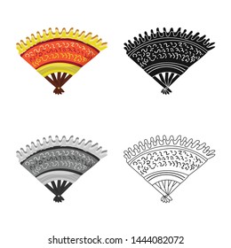 Vector illustration of fan and beautiful logo. Collection of fan and vintage vector icon for stock.