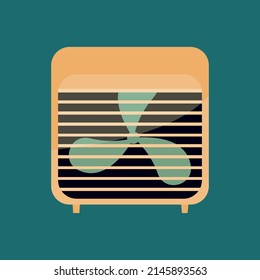 Vector illustration of a fan, Electric fan in cartoon style. Retro modern square ventilator.