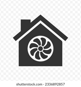 Vector illustration of fan house icon in dark color and transparent background(PNG).