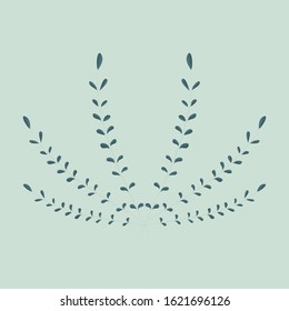 Vector illustration of a fan of thyme twigs on a delicate green background.