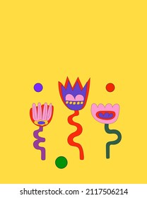 Vector illustration of fancy colors and elements. Vintage postcard, print, poster. Space for text.