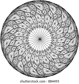 Vector illustration of fancy complex circular design reminiscent of spirograph