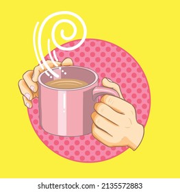 vector illustration of a fancy pink coffee mug 