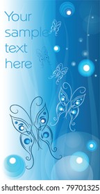 Vector illustration of fantastic  butterflies  on a blue background