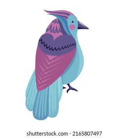 Ilustración vectorial de un fantástico pájaro colorido inusual en un diseño vívido. Estilo de fauna tropical