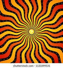 vector illustration of fantastic magical symbol sun decorated complex geometric patterns in tribal psychedelic style.