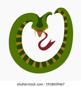 vector illustration of fantastic snake stylized as a childs drawing, minimalism, simple