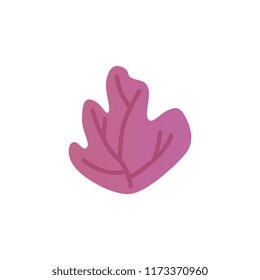 Vector illustration of fantasy bush or leaf colored in pink gradient isolated on white background - botanical decorative element for floral natural design in flat style.